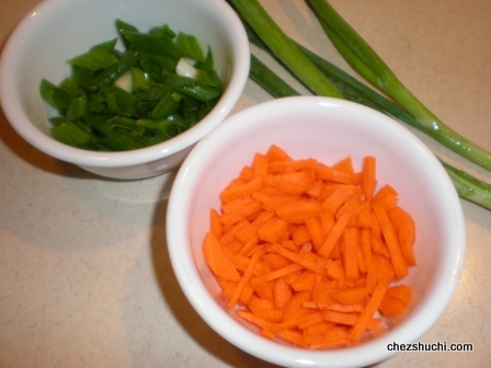 chopped veggies for chinese fried rice